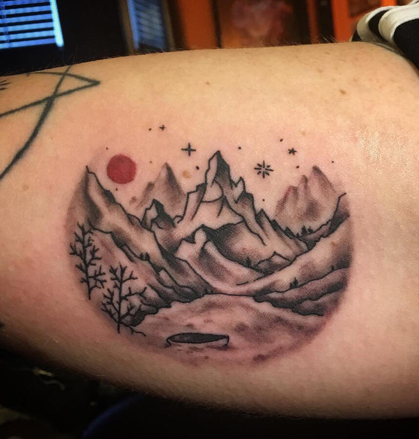 minimal mountains tattoo Dublin minimal mountains tattoo Dublin